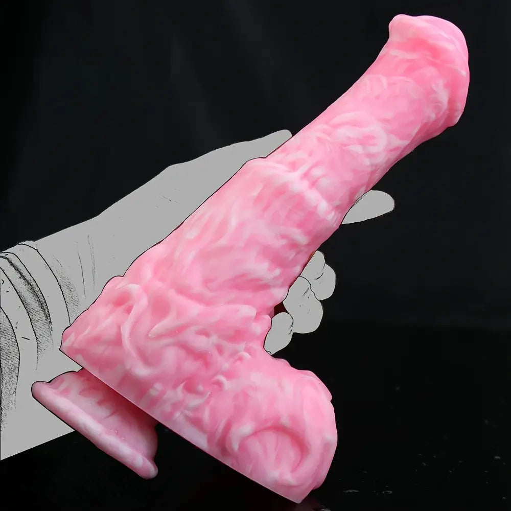 9.05in 10.62in Extra Large Horse Dildo with Pink Corundum & Purple Intestine