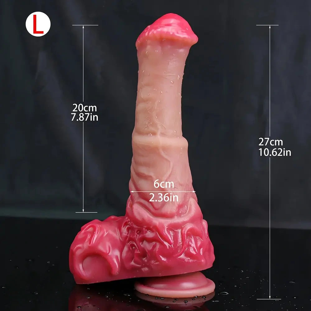 9.05in 10.62in Extra Large Horse Dildo with Pink Corundum & Purple Intestine