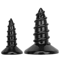 9.05in 11.22in Black Oversized Screw Giant PVC Penis Anal Plug Wide Dildo