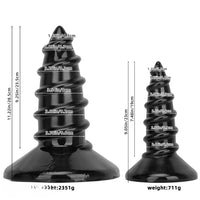 9.05in 11.22in Black Oversized Screw Giant PVC Penis Anal Plug Wide Dildo