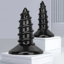 9.05in 11.22in Black Oversized Screw Giant PVC Penis Anal Plug Wide Dildo