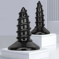 9.05in 11.22in Black Oversized Screw Giant PVC Penis Anal Plug Wide Dildo