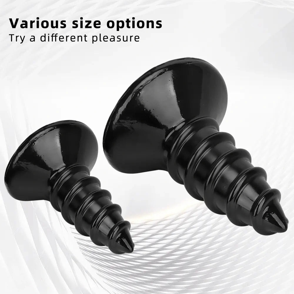 9.05in 11.22in Black Oversized Screw Giant PVC Penis Anal Plug Wide Dildo
