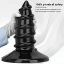 9.05in 11.22in Black Oversized Screw Giant PVC Penis Anal Plug Wide Dildo