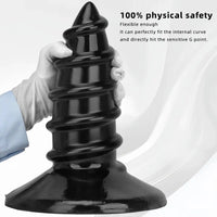9.05in 11.22in Black Oversized Screw Giant PVC Penis Anal Plug Wide Dildo