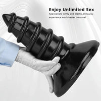9.05in 11.22in Black Oversized Screw Giant PVC Penis Anal Plug Wide Dildo