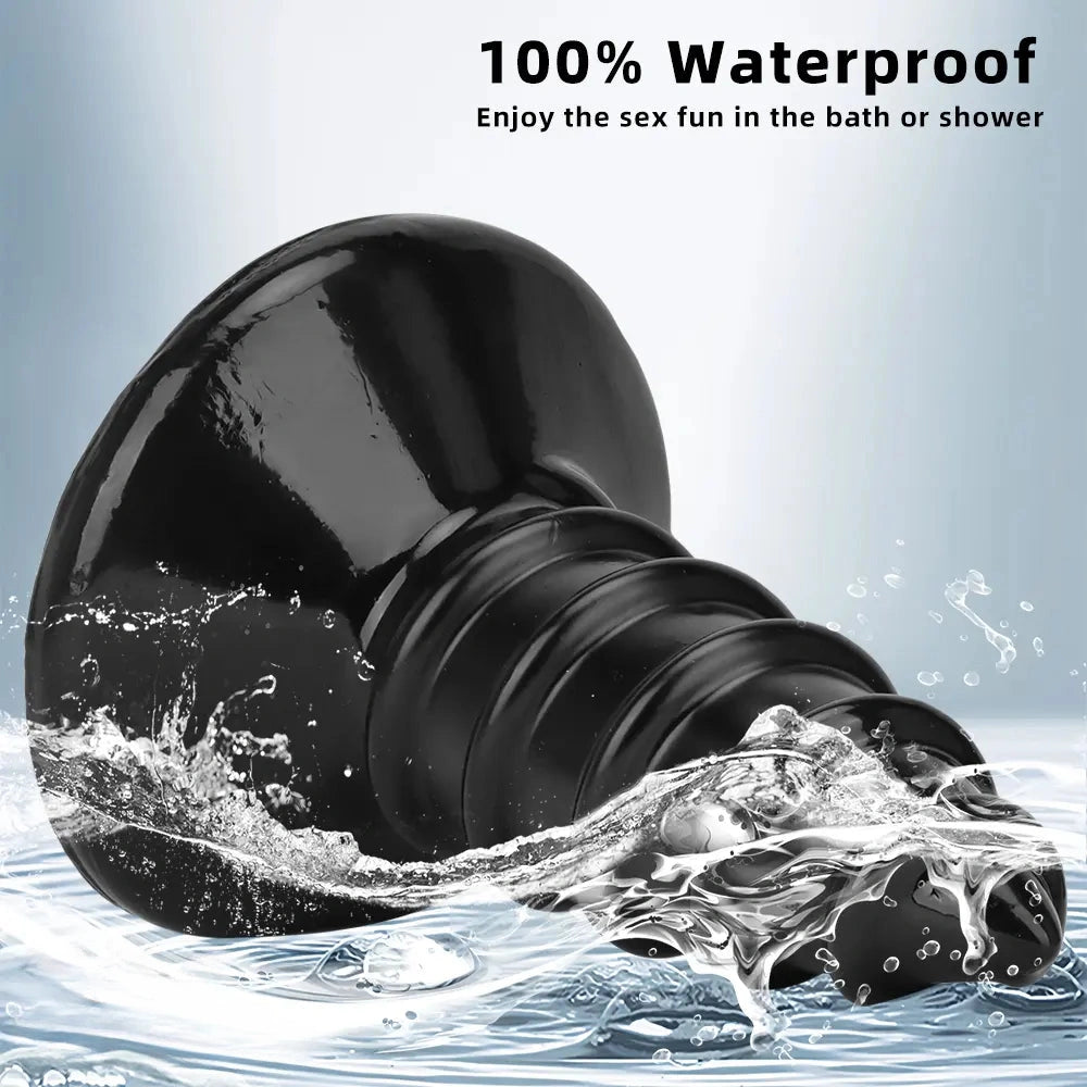 9.05in 11.22in Black Oversized Screw Giant PVC Penis Anal Plug Wide Dildo