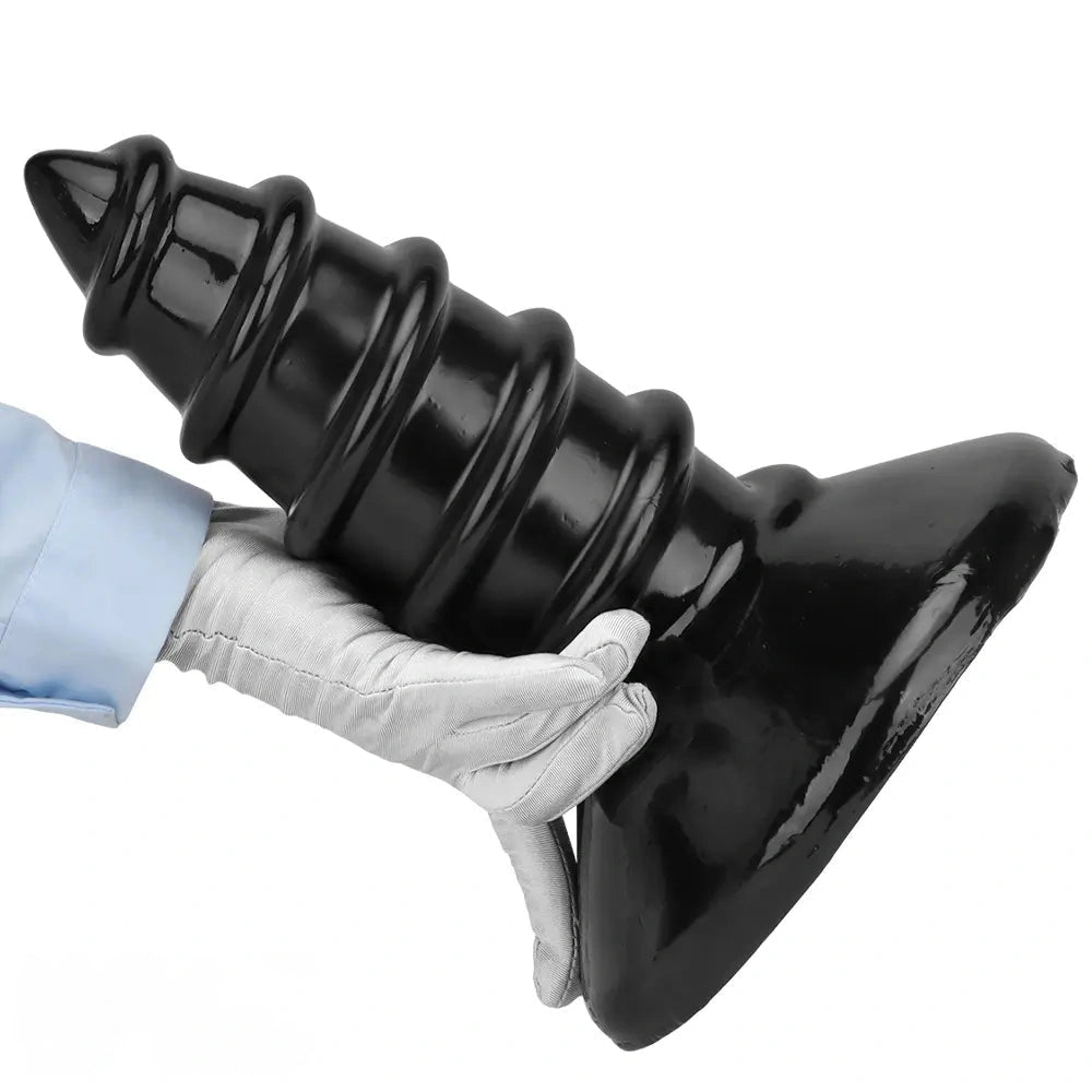 9.05in 11.22in Black Oversized Screw Giant PVC Penis Anal Plug Wide Dildo