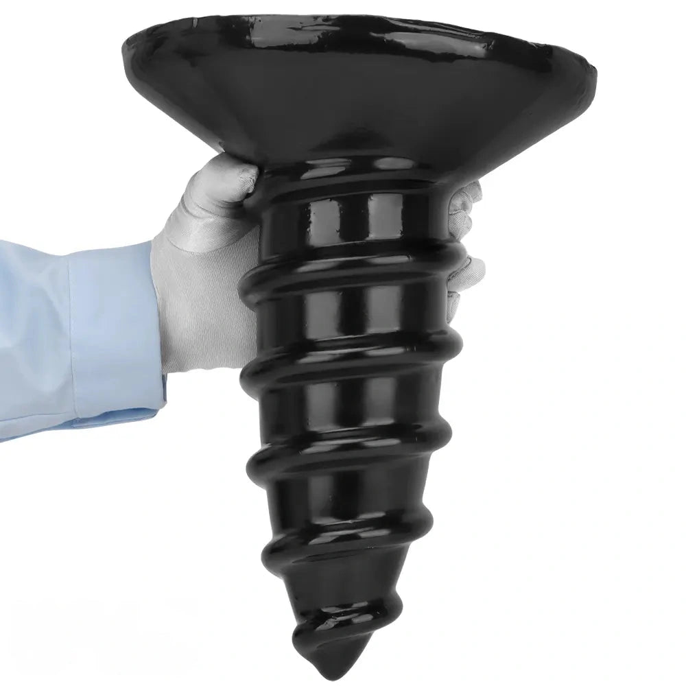 9.05in 11.22in Black Oversized Screw Giant PVC Penis Anal Plug Wide Dildo