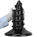 9.05in 11.22in Black Oversized Screw Giant PVC Penis Anal Plug Wide Dildo