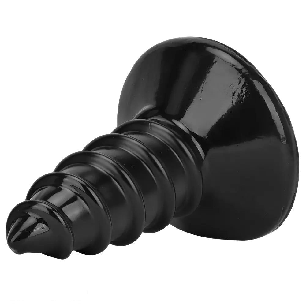 9.05in 11.22in Black Oversized Screw Giant PVC Penis Anal Plug Wide Dildo