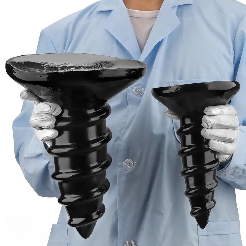 9.05in 11.22in Black Oversized Screw Giant PVC Penis Anal Plug Wide Dildo