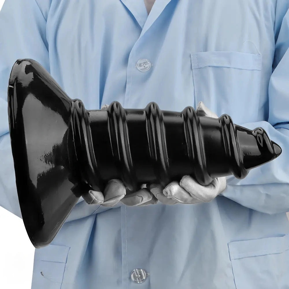9.05in 11.22in Black Oversized Screw Giant PVC Penis Anal Plug Wide Dildo
