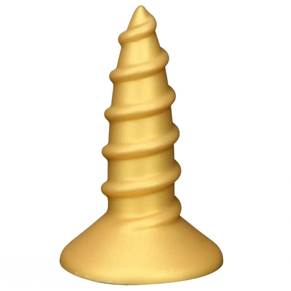 9.05in 11.22in Gold Silicone Screw Giant Penis Anal Plug Thick Fisting Dildo