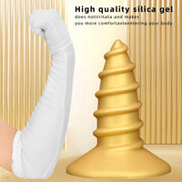 9.05in 11.22in Gold Silicone Screw Giant Penis Anal Plug Thick Fisting Dildo