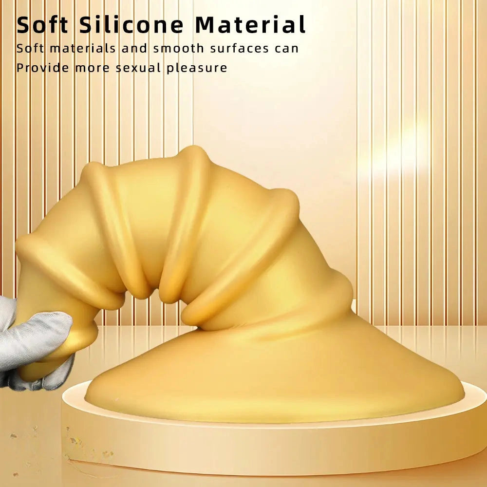 9.05in 11.22in Gold Silicone Screw Giant Penis Anal Plug Thick Fisting Dildo