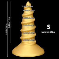 9.05in 11.22in Gold Silicone Screw Giant Penis Anal Plug Thick Fisting Dildo