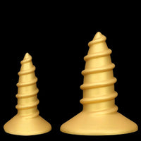 9.05in 11.22in Gold Silicone Screw Giant Penis Anal Plug Thick Fisting Dildo