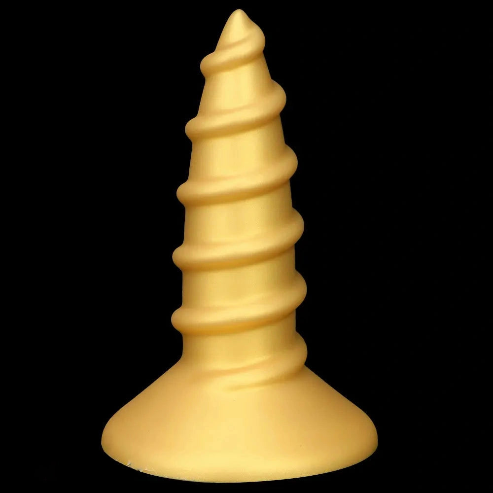 9.05in 11.22in Gold Silicone Screw Giant Penis Anal Plug Thick Fisting Dildo