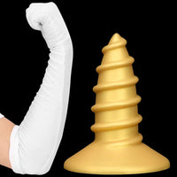 9.05in 11.22in Gold Silicone Screw Giant Penis Anal Plug Thick Fisting Dildo