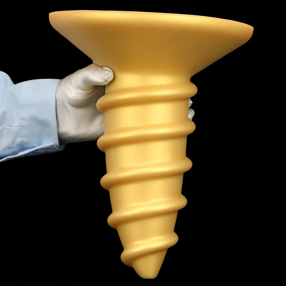 9.05in 11.22in Gold Silicone Screw Giant Penis Anal Plug Thick Fisting Dildo