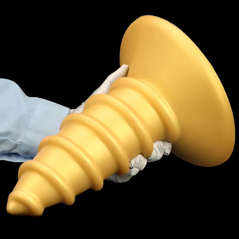 9.05in 11.22in Gold Silicone Screw Giant Penis Anal Plug Thick Fisting Dildo