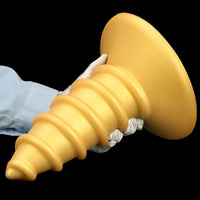 9.05in 11.22in Gold Silicone Screw Giant Penis Anal Plug Thick Fisting Dildo