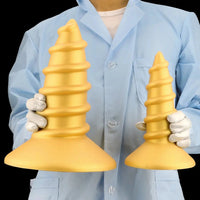 9.05in 11.22in Gold Silicone Screw Giant Penis Anal Plug Thick Fisting Dildo