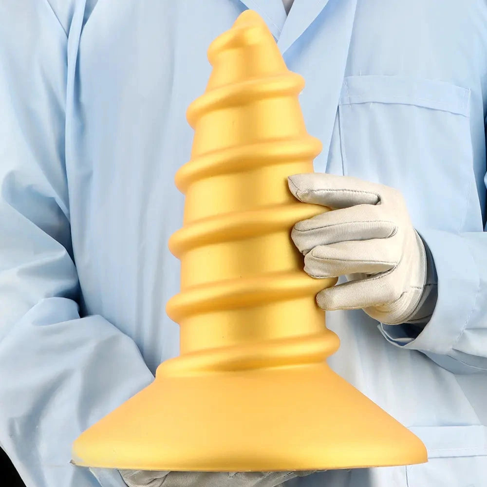 9.05in 11.22in Gold Silicone Screw Giant Penis Anal Plug Thick Fisting Dildo