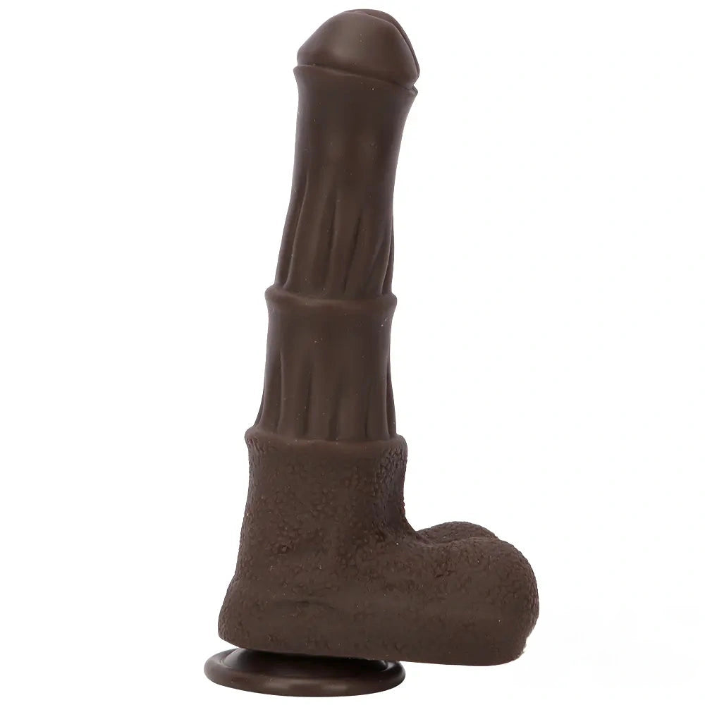 9.05in 4in1 Heating Thrusting Vibrating Rotation Remote Horse Ebony Dildo