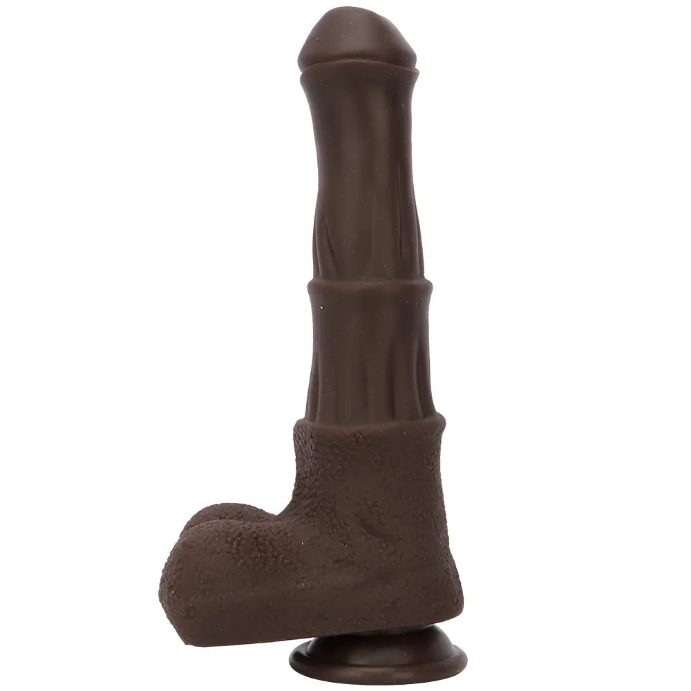 9.05in 4in1 Heating Thrusting Vibrating Rotation Remote Horse Ebony Dildo