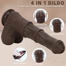 9.05in 4in1 Heating Thrusting Vibrating Rotation Remote Horse Ebony Dildo