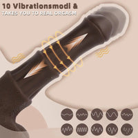9.05in 4in1 Heating Thrusting Vibrating Rotation Remote Horse Ebony Dildo