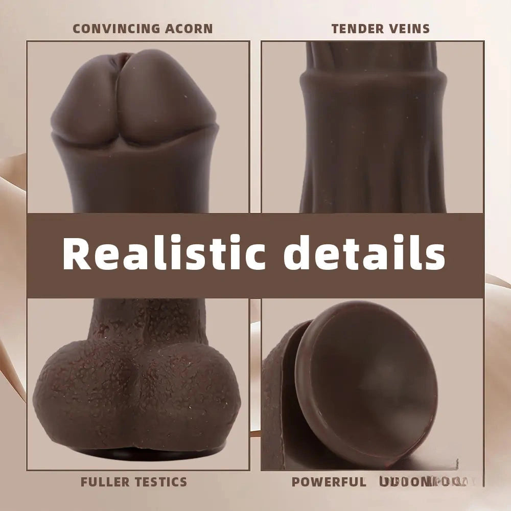 9.05in 4in1 Heating Thrusting Vibrating Rotation Remote Horse Ebony Dildo