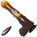 9.05in 4in1 Heating Thrusting Vibrating Rotation Remote Horse Ebony Dildo