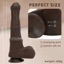 9.05in 4in1 Heating Thrusting Vibrating Rotation Remote Horse Ebony Dildo