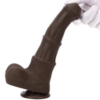 9.05in 4in1 Heating Thrusting Vibrating Rotation Remote Horse Ebony Dildo