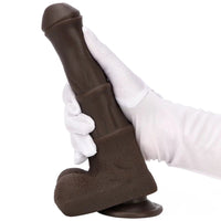 9.05in 4in1 Heating Thrusting Vibrating Rotation Remote Horse Ebony Dildo