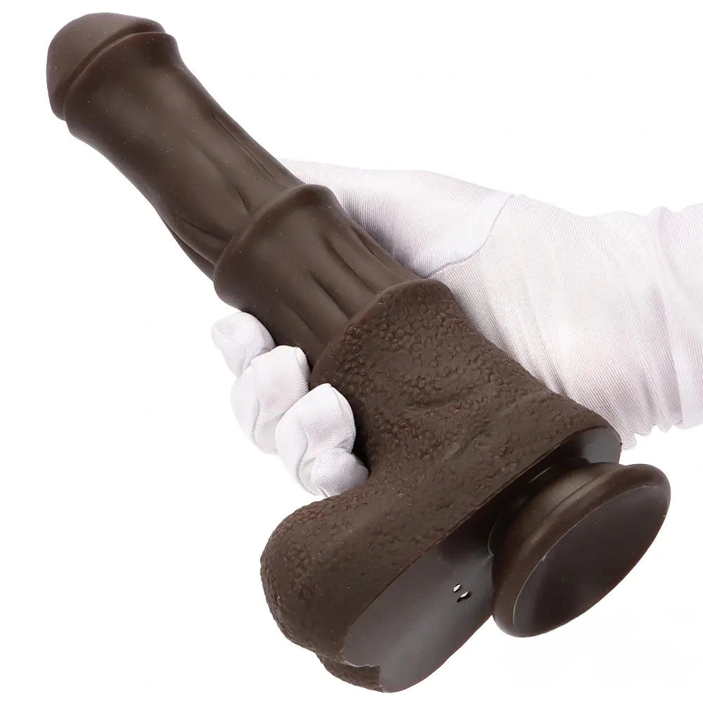 9.05in 4in1 Heating Thrusting Vibrating Rotation Remote Horse Ebony Dildo