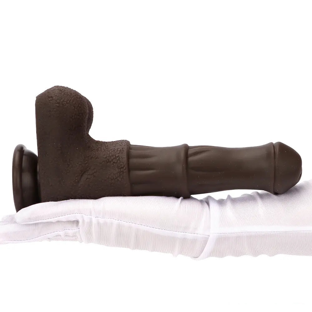 9.05in 4in1 Heating Thrusting Vibrating Rotation Remote Horse Ebony Dildo
