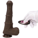 9.05in 4in1 Heating Thrusting Vibrating Rotation Remote Horse Ebony Dildo