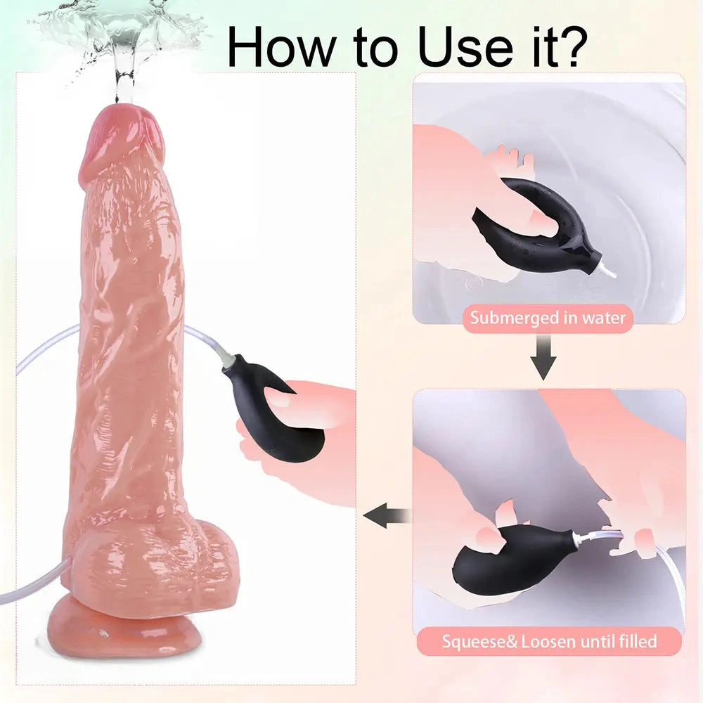9.05in Big Skin Ejaculating Dildo Suction Cup Anal Sex Toy For Women