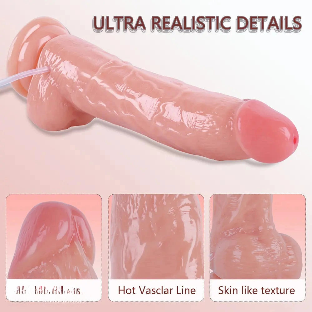 9.05in Big Skin Ejaculating Dildo Suction Cup Anal Sex Toy For Women