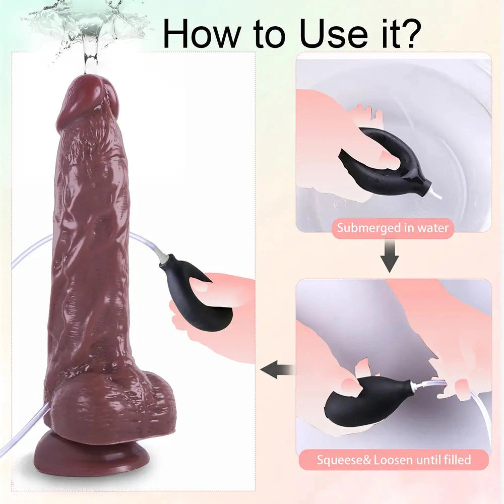 9.05in Big Skin Ejaculating Dildo Suction Cup Anal Sex Toy For Women