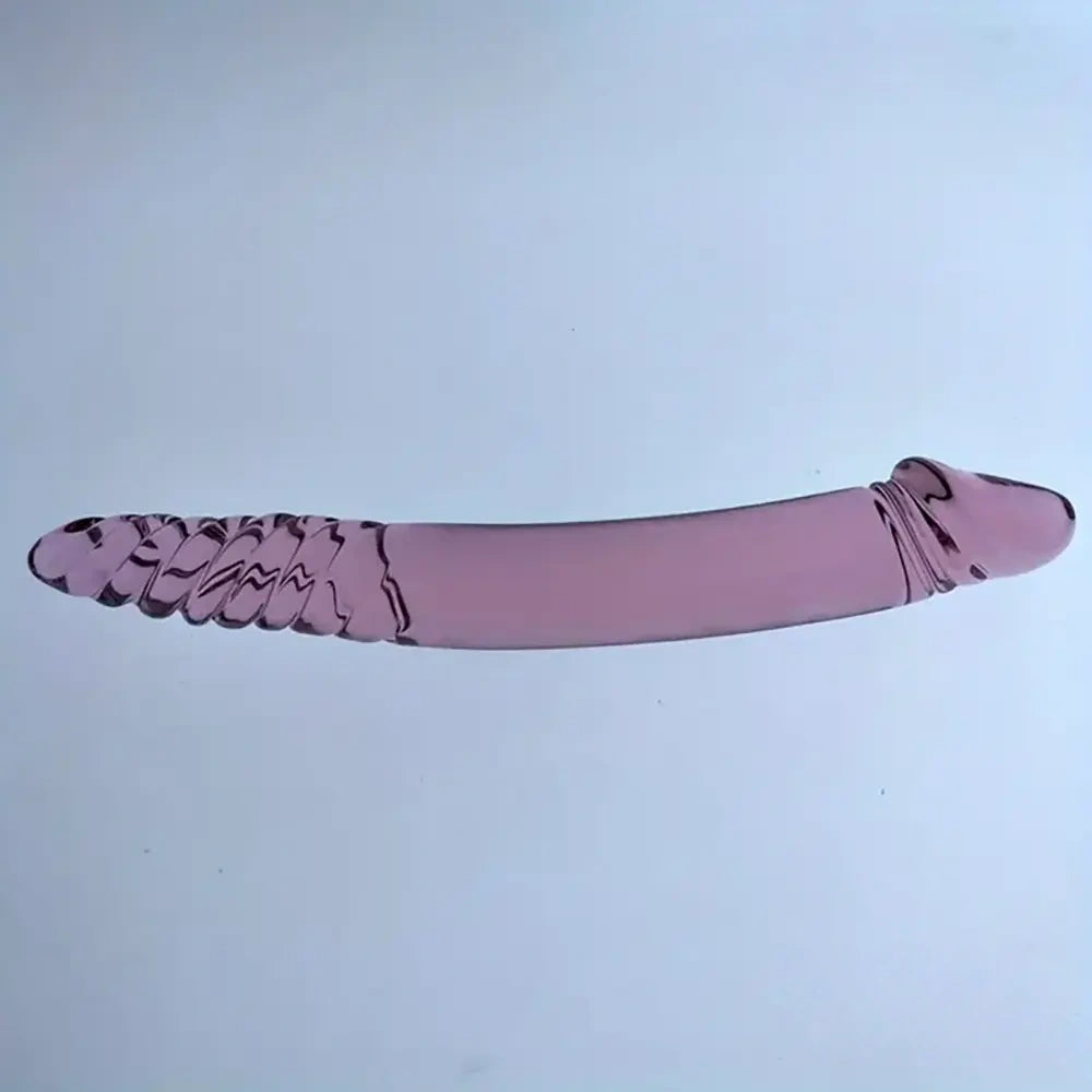 9.05in Crystal Glass Big Dildo Double Sided Penetration Love Sex Toy
