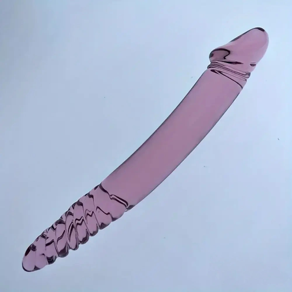 9.05in Crystal Glass Big Dildo Double Sided Penetration Love Sex Toy