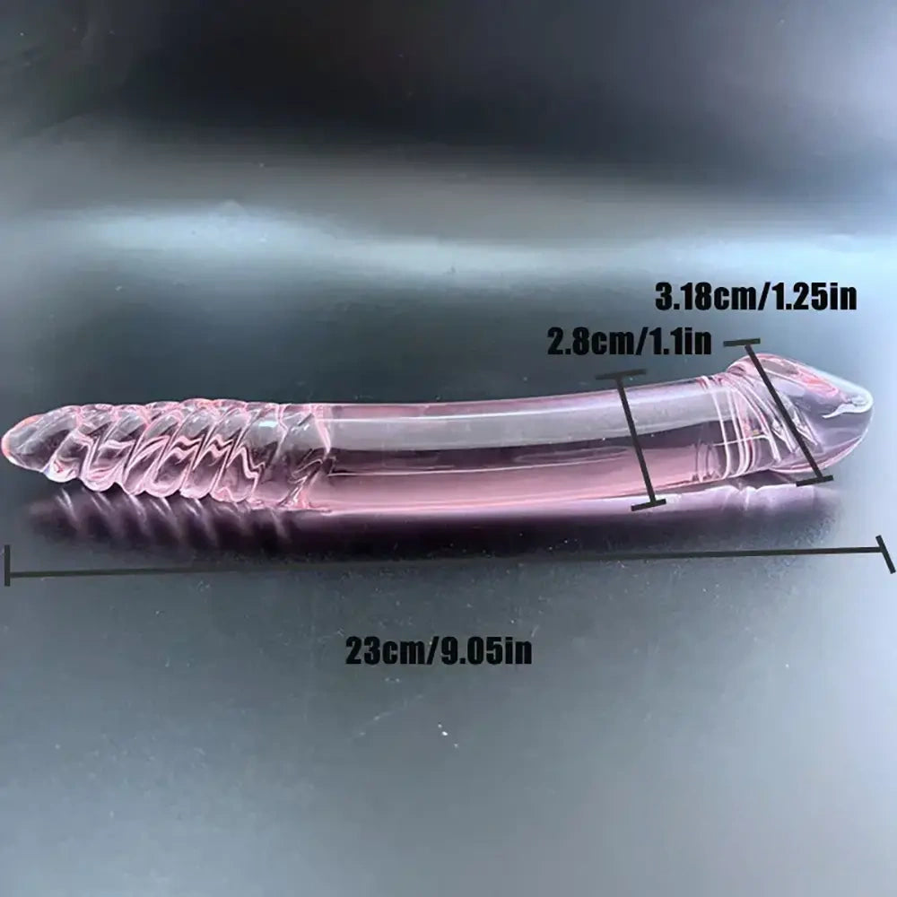 9.05in Crystal Glass Big Dildo Double Sided Penetration Love Sex Toy