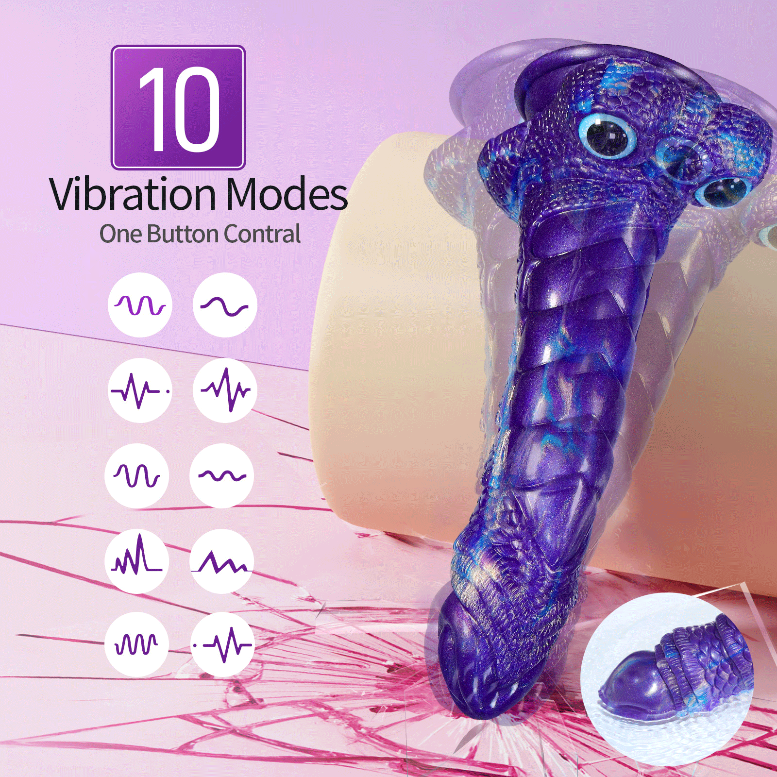 9.05in Dragon Scale Armor Animal Vibrating Dildo With Tapered Head