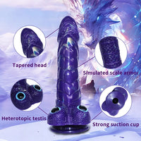 9.05in Dragon Scale Armor Animal Vibrating Dildo With Tapered Head