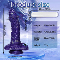 9.05in Dragon Scale Armor Animal Vibrating Dildo With Tapered Head